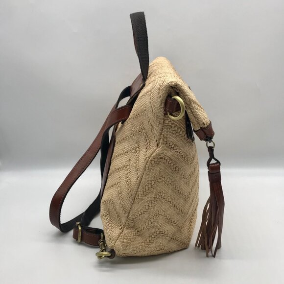Patricia Nash Beige Raffia And Leather Luzille Convertible Backpack main image 5